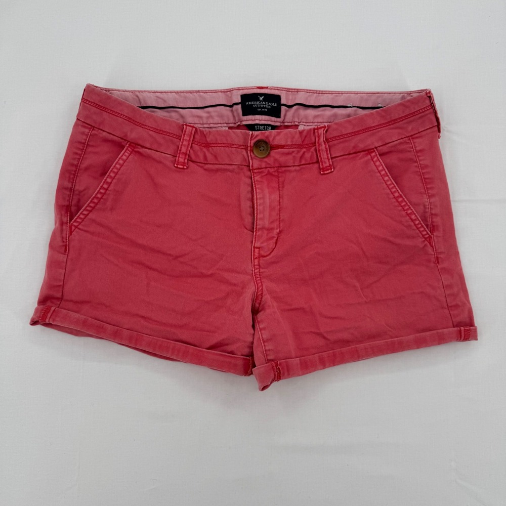 American Eagle Outfitters Midi Stretch Shorts Coral Pink Womens Size 10 AE‎ 2014